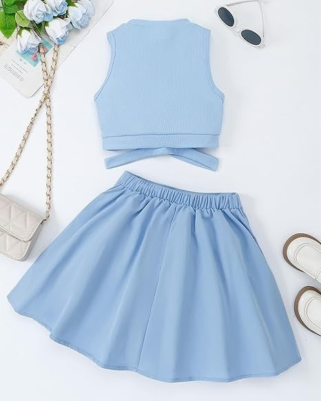 Cute Clothes for Girls Crisscross Crop Tank Top Pleated Skirt