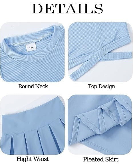 Cute Clothes for Girls Crisscross Crop Tank Top Pleated Skirt